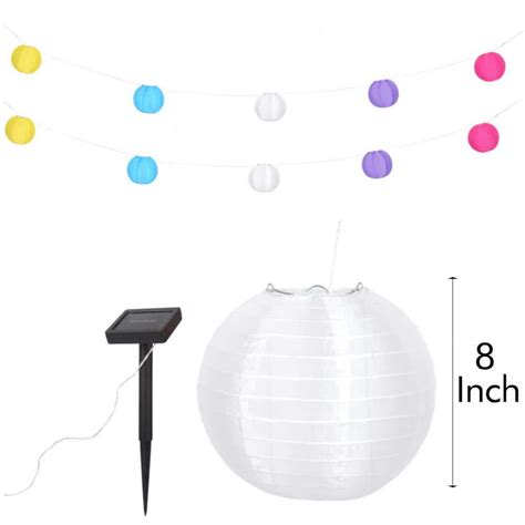 32 Ft Outdoor 10 Light Solar Chinese Lantern Integrated Led String