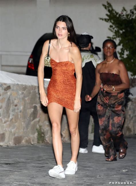 Kendall Jenner Orange Dress And Sneakers In Mykonos POPSUGAR Fashion