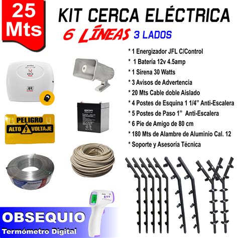 Kit De Cerca Eléctrica Para 25 Metros Material Y Asesoría Globaltecnoly