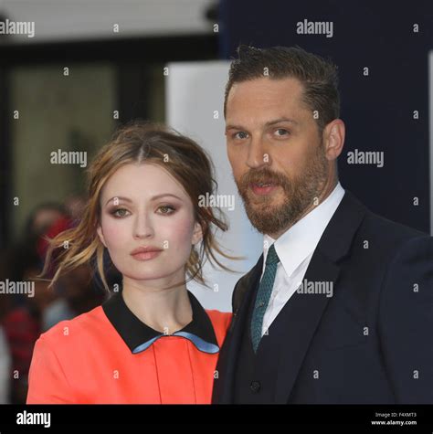 london uk 3rd sep 2015 emily browning and tom hardy attend legend uk film premiere in