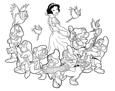 Dibujos De Blancanieves Y Los Siete Enanitos Para Colorear Easter Coloring Pages Cartoon