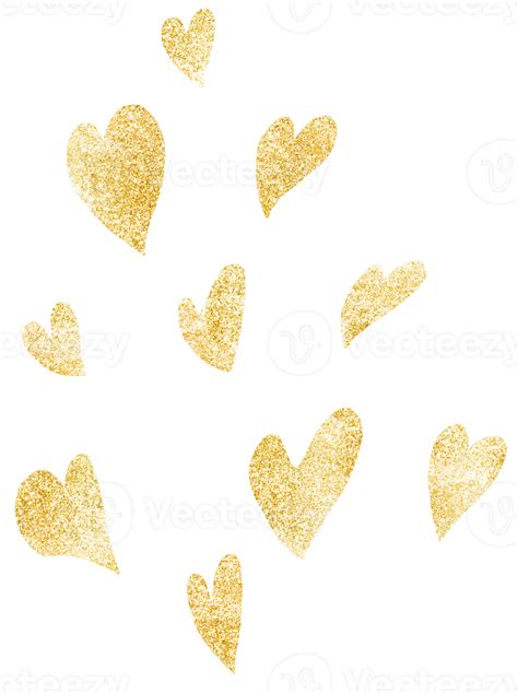 Happy Valentine Day With Gold Glitter Heart 34997535 Png