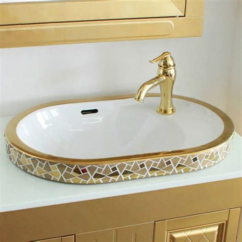 Half Embedded Basin Oval Under Counter Europe Style Handmade Countertop
