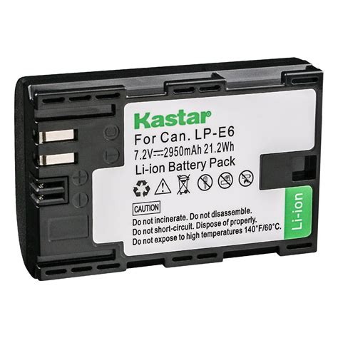 kastar 1 pack lp e6 battery replacement for canon eos 6d eos 6d mark ii eos 7d eos 7d sv eos