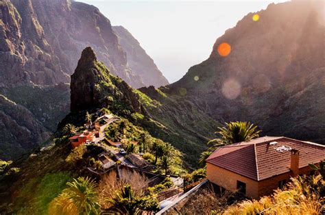 Masca Tenerife Gola Villaggio E Tortuosa Strada Di Montagna
