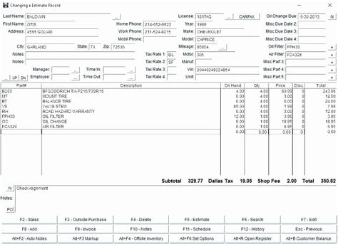 Printable Oil Change Receipt Template