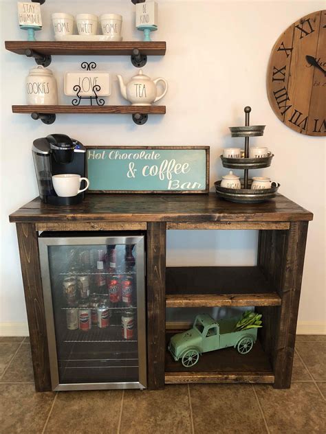 Coffee Bar With Opening For A Mini Fridge Rustic Open Etsy Diy