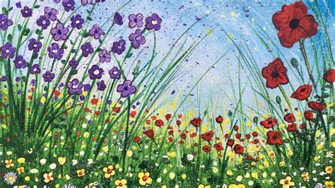 How To Paint Wildflowers Acrylic Painting Time Lapse Youtube