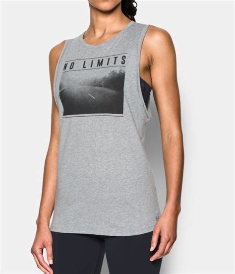Womens Ua No Limits Muscle Tank True Gray Heather Front Athletic