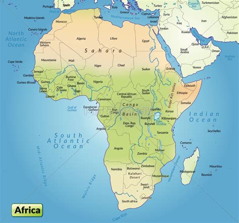 Karta Afrikas Länder Mapa De áfrica Con Todos Los Países Y Sus Capitales — Archivo Imágenes