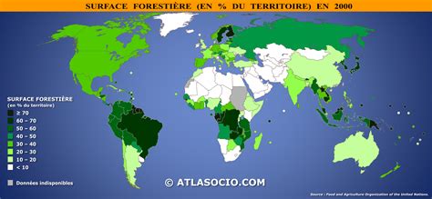 Carte Du Monde Surface Forestière En Du Territoire