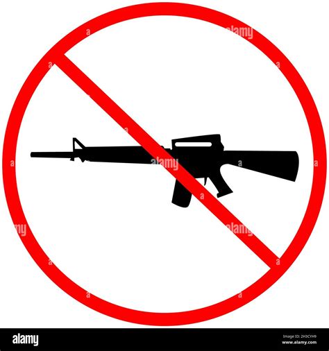 White And Red No Gun Silhouette No Firearms Allowed Prohibition Of