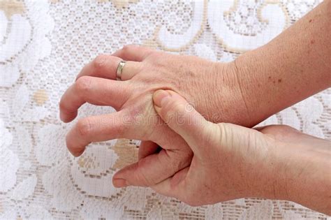 Parkinson`s Disease Patient Arthritis Hand Pain Or Mental Health Care