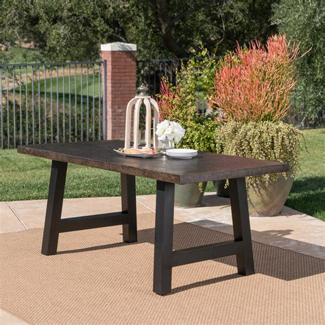 Gianni Outdoor Light Weight Concrete Dining Table Stone Brown Black