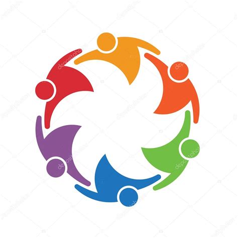 Team Work People Group Of 6 In A Circle Logo — Stock Vector © Deskcube