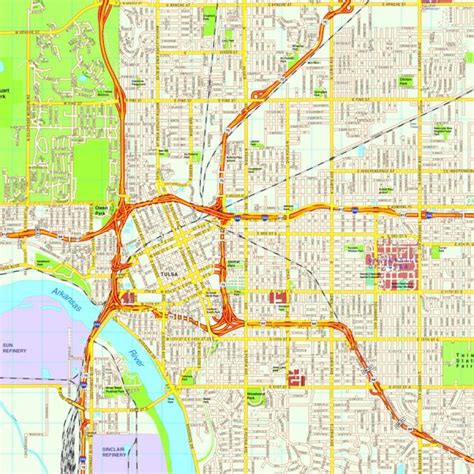 Tulsa Map Eps Illustrator Vector City Maps Usa America Order And