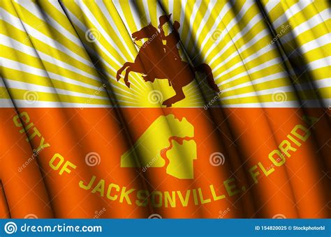 Jacksonville Florida Waving Flag Illustration Stock Illustration