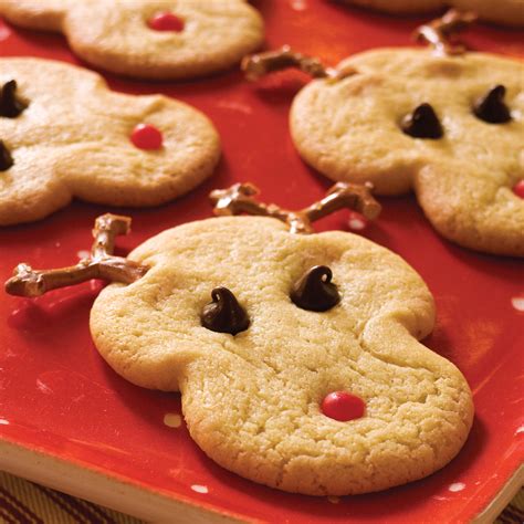 These are some of the easiest christmas treats to make and they look so festive and cute! Rudolph's Christmas Sugar Cookies Recipe | MyRecipes