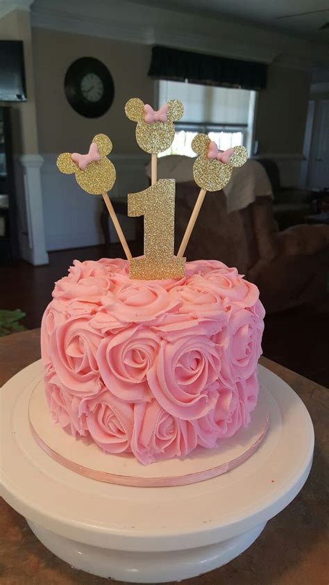 Minnie Mouse Cake Pink And Gold Minnie Mouse Birthday Cakes Birthday