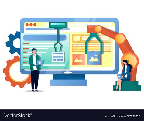 It Process Automation Concept For Web Royalty Free Vector