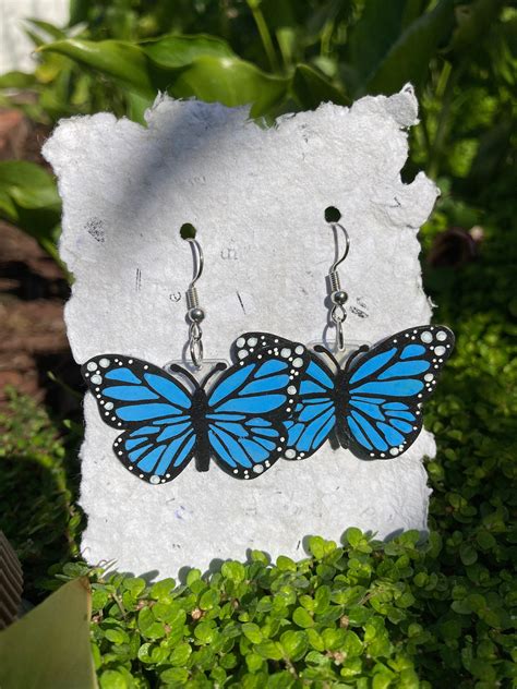 Butterfly Earrings Blue Monarchs Etsy