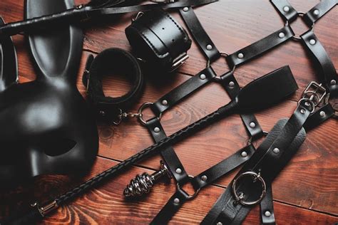 premium photo set of sex toys for hard bdsm sex with domination and submission