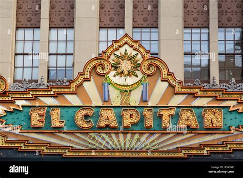 El Capitan Theater Marquee In Hollywood Los Angeles California Usa