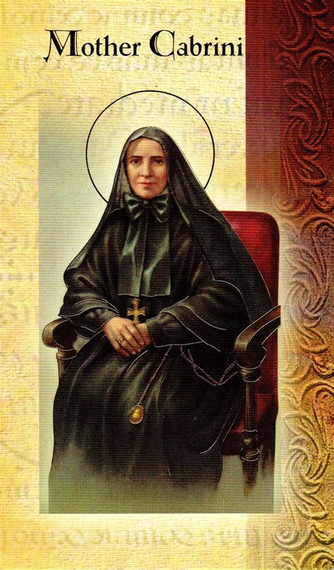 Prayer Card And Biography Mother Cabrini Cardinal Newman Faith