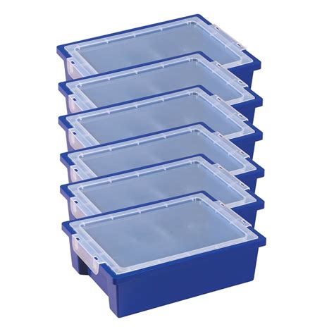 Small Storage Bins With Lid Blue Set Of 6