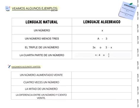 Cuadernillo Lenguaje Algebraico Y Ecuaciones De Primer Grado Profe