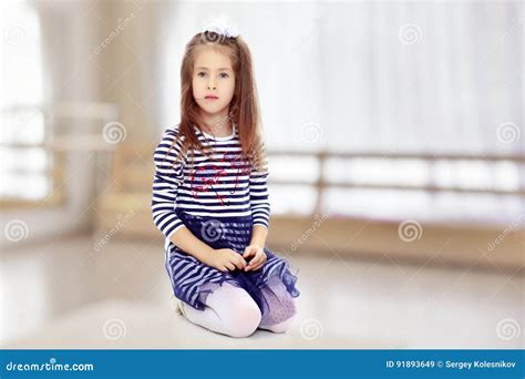 Little Girl Kneeling On The Floor Stock Image Image Of People Face