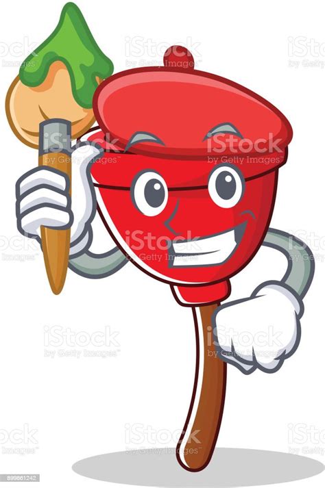 Artist Plunger Character Cartoon Style Stock Illustration Download