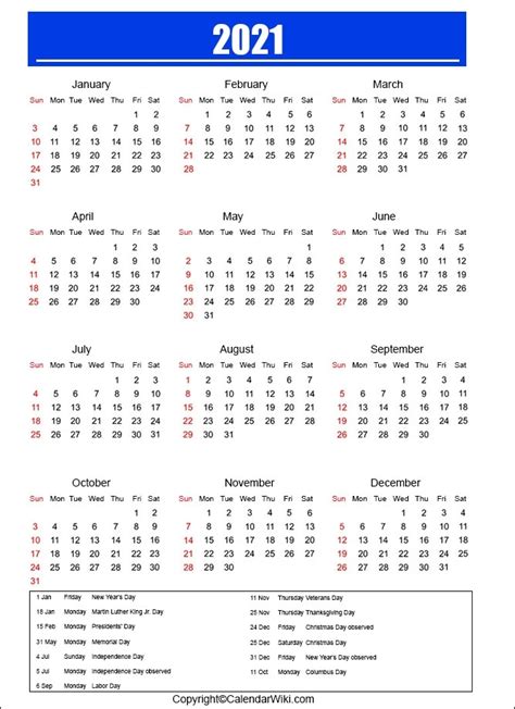 Government Calendar 2021 Month Calendar Printable