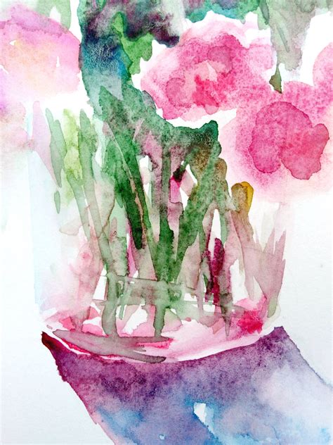 Abstract Wildflowers Watercolor Original Painting Pink Floral Etsy