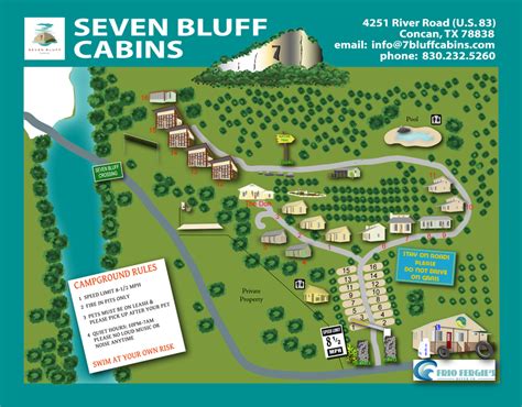 Whether you're swimming or tubing on the frio river, or marveling at the bats that frequent concan's spectacular caves, your vacation will surely be memorable. Property Map 7 Bluff Cabins, Frio River | Road Trips ...
