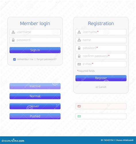 Registration Form And Login Stock Vector Illustration Of Button