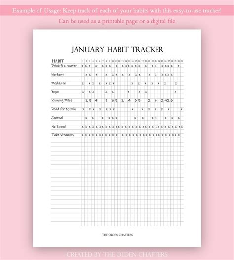 Monthly Habit Tracker Printable Digital Habit Tracker Printable Planner