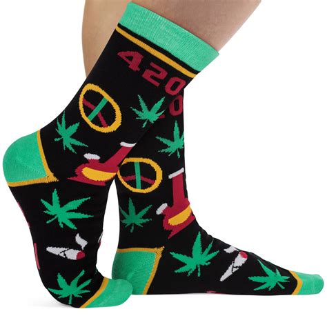 Lavley Funny 420 Weed Socks Crew Length Unisex Design