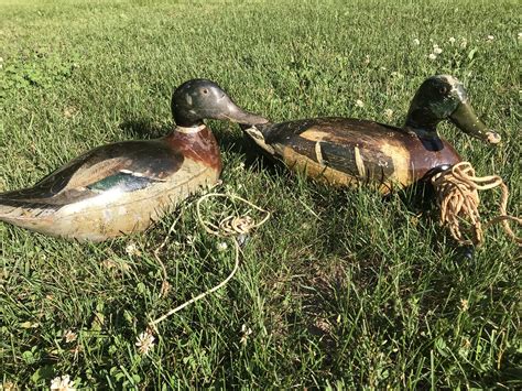 A Nice Pair Of Vintage Duck Decoys Looking For Identification And