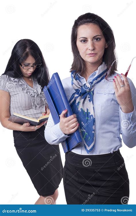 Two Business Women Standing Stock Image Image Of Partnership Cheerful 29335753