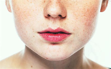 Lips And Nose Woman Freckle Happy Young Beautiful Studio Portrai