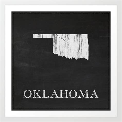Oklahoma State Map Chalk Drawing Art Print By Finlay Mcnevin Society6