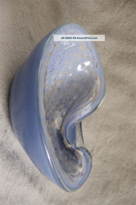Vtg Murano Bullicante Bowl Ashtray Barbini Blue Sommerso Aventurine Art Glass