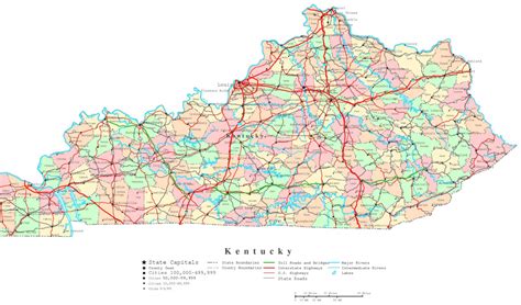 Kentucky State Map With Cities And Counties Printable Map
