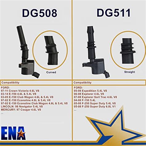 Ena Set Of 8 Curved Boot Ignition Coil Pack Compatible With Ford