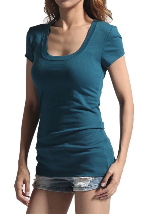 TheMogan Women S S XL Basic Stretch Cotton Scoop Neck Short Sleeve T Shirts Tee Walmart