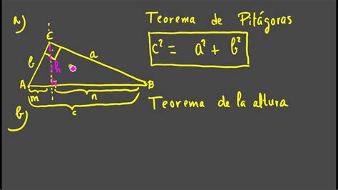 Teoremas De La Altura Del Cateto Y De Pitágoras Youtube