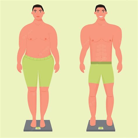 Premium Vector Before And After Weight Loss Concept Young Sad