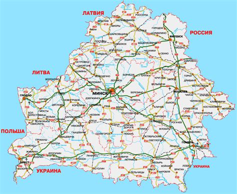 Large Detailed Road Map Of Belarus With All Cities And Airports In