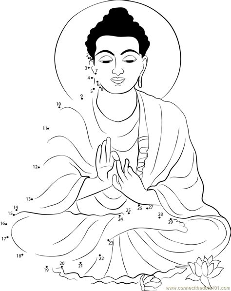 Buddha Purnima Connect The Dots Worksheets Printable For Kids Buddha